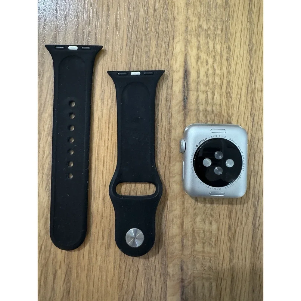 Apple iWatch Series 3 38MM GPS Silver Aluminum Wristband Black
